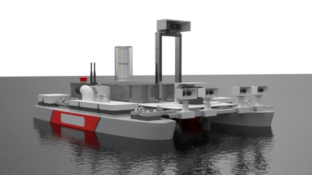 Kapal Autonomous Surface Vehicle (ASV) untuk membantu pencarian korban kecelakaan laut yang diberi nama Aksanawa ciptaan mahasiswa ITS. (ANTARA/HO-Humas ITS)