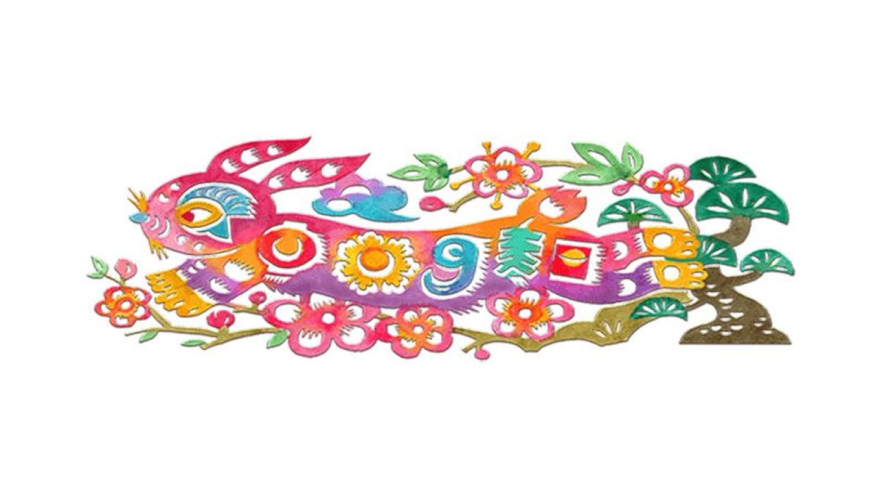 Ilustrasi Google Doodle bertemakan tahun kelinci menyambut imlek 2023. (ANTARA/HO/Google Indonesia)