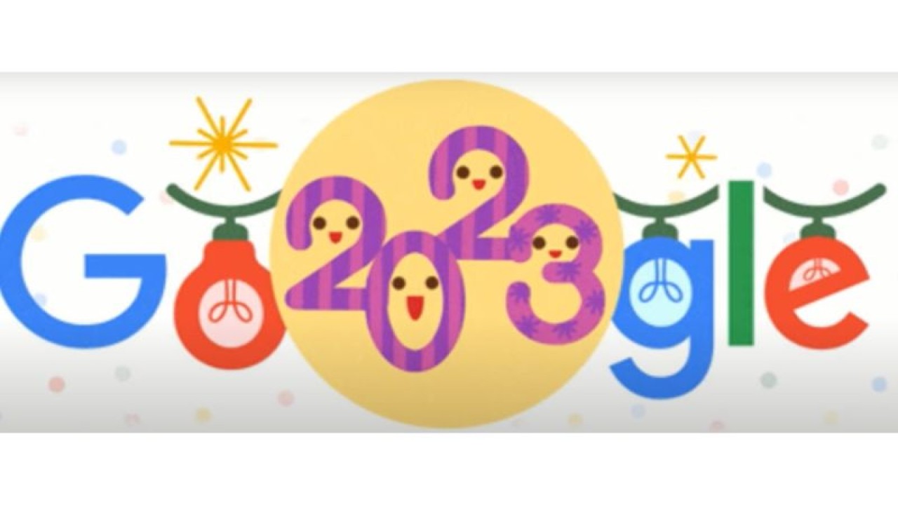 Tampilan Google Doodle untuk merayakan tahun baru 2023. (ANTARA/Google)
