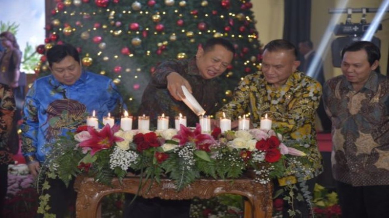 Ketua MPR RI Bambang Soesatyo saat menghadiri perayaan Natal Bersama MPR RI, DPR RI, DPD RI Tahun 2022 dan Tahun Baru 2023. (Munchen/nr)