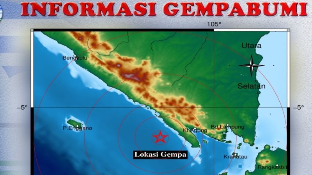 gambar titik gempa bumi di wilayah perairan laut Pesisir Barat Lampung (ANTARA/HO)