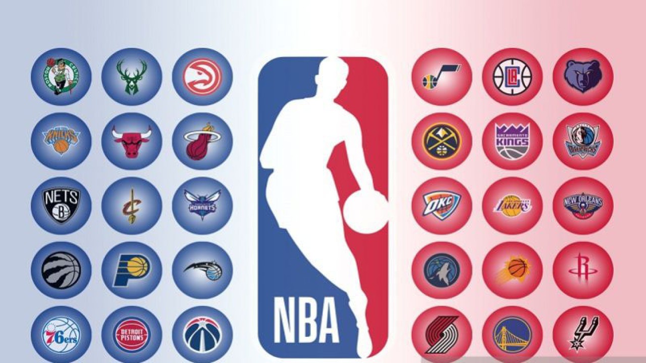 Ilustrasi liga bola basket Amerika Serikat, NBA, dan 30 tim pesertanya. (ANTARA/Gilang Galiartha)