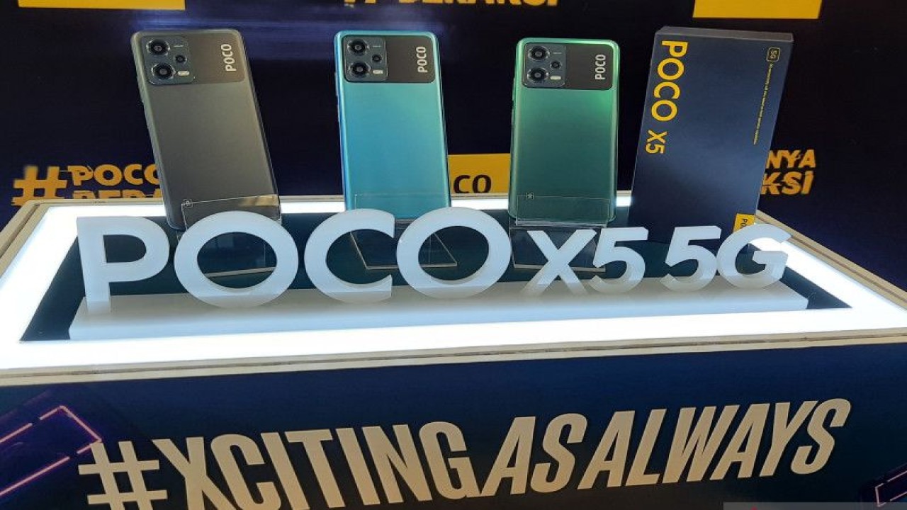 Tampilan ponsel POCO X5 5G yang akan diluncurkan Februari 2023 di Indonesia (ANTARA/Fitra Ashari)