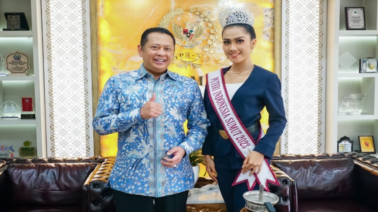 Ketua MPR RI Bambang Soesatyo bersama finalis Puteri Indonesia Sumatera Utara 2023, Tabitha Cristabela Napitupulu/Dok MPR