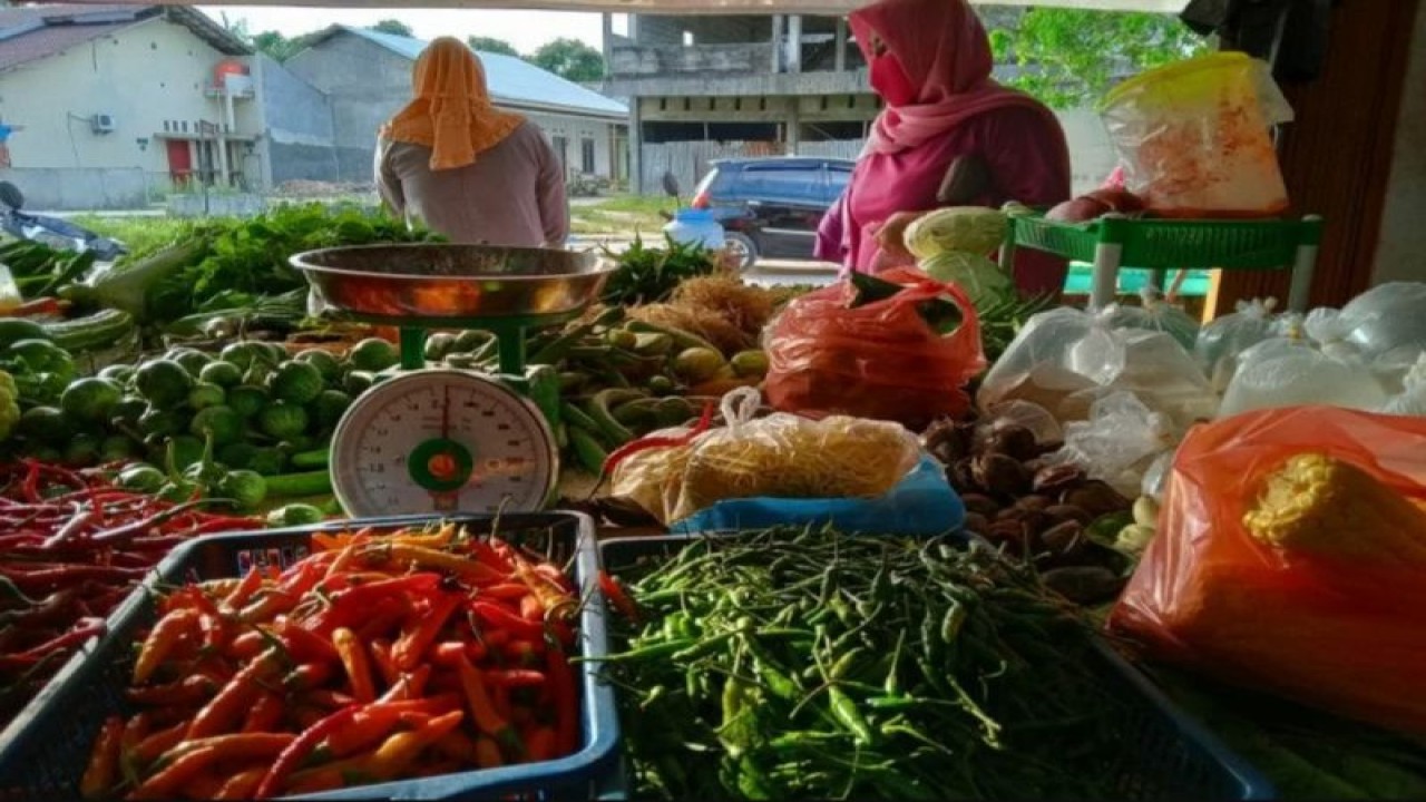 Ilustrasi sejumlah komoditas pangan di salah satu pasar di Kota Pekanbaru. (Arsip Antaranews)