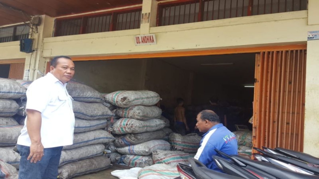 Kebutuhan kelapa yang dijual ke pengusaha pengumpul hasil bumi di Kota Ternate, Kamis (30/3/2023). ANTARA/Abdul Fatah
