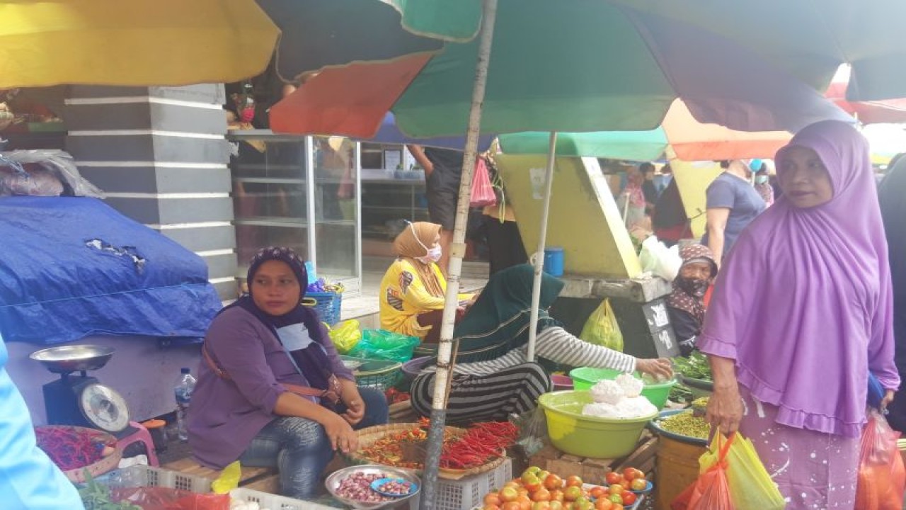 Sejumlah kebutuhan sayur-mayur yang dijual di Pasar Sentra Gamalama Kota Ternate, Kamis (30/3/2023). ANTARA/Abdul Fatah