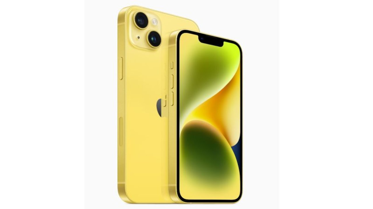 Seri iPhone 14 berwarna kuning. (ANTARA/apple.com)