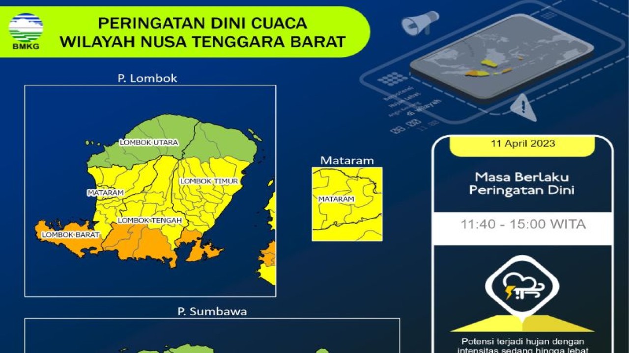 Peta potensi hujan di wilayah NTB (ANTARA/BMKG)