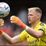 Aaron Ramsdale perpanjang kontrak di Arsenal hingga 2027 pada Jumat 19 Mei 2023. ANTARA/AFP/JUSTIN TALLIS-1684475138