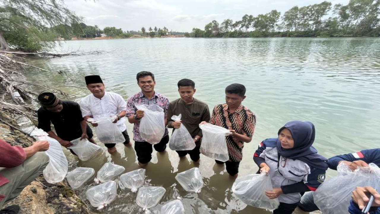 BPBL Batam melepas 5.000 ikan nemo di Pantai Kampung Melayu, Jumat (26/5/2023) (ANTARA/Jessica)