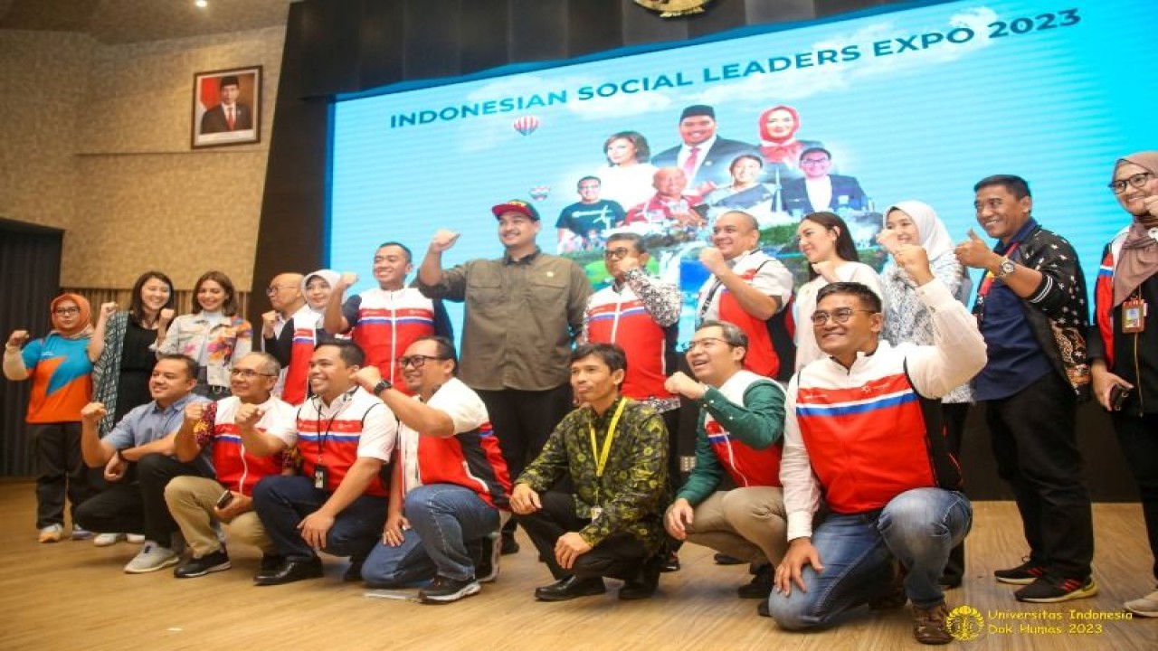 Menpora Dito Ariotedjo menghadiri kompetisi PFmuda pada acara Indonesian Social Leaders Expo 2023 yang diselenggarakan Universitas Indonesia (UI) bersama dengan Pertamina Foundation di Makara Art Center UI, Kampus UI Depok. ((ANTARA/HO: Humas UI))