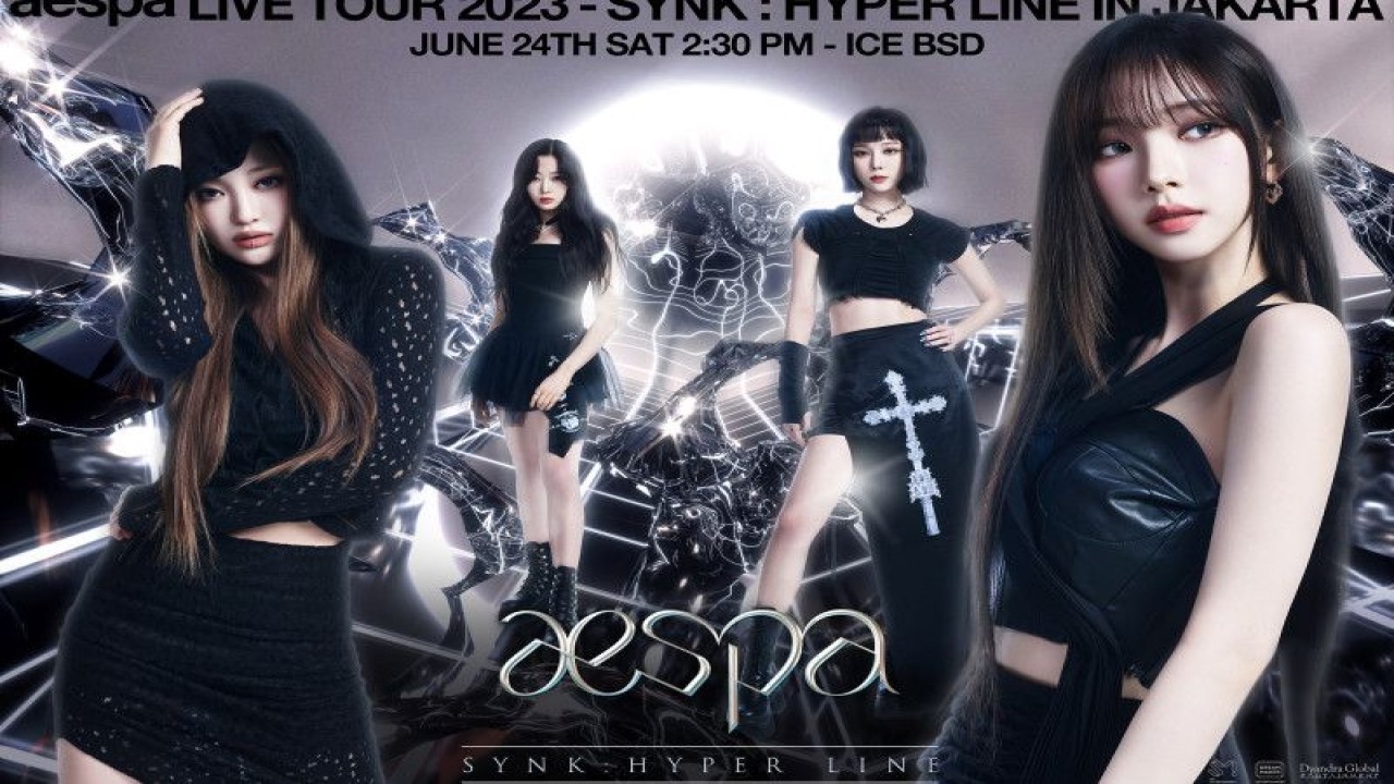 Poster konser "2023 aespa LIVE TOUR 2023 - SYNK : HYPER LINE IN JAKARTA" (Twitter.com/aespa_official)