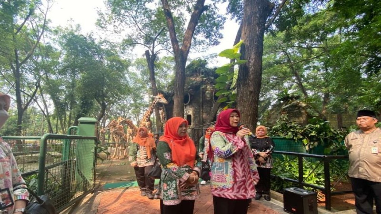 Istri Penjabat (Pj) Gubernur DKI Jakarta Mirdiyanti saat berada di Taman Margasatwa Ragunan, Jakarta, Jumat (26/5/2023). ANTARA/Luthfia Miranda Putri