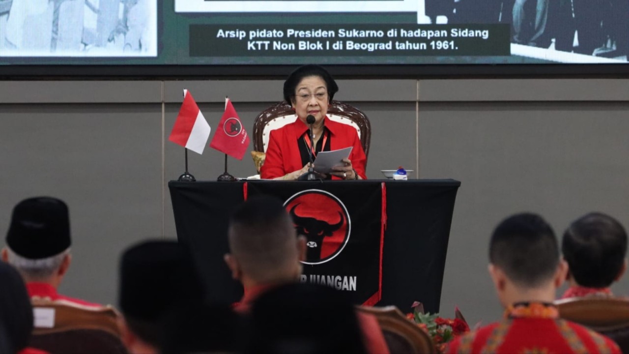 Ketua Umum PDI Perjuangan Megawati Soekarnoputri di Rakernas III PDIP.