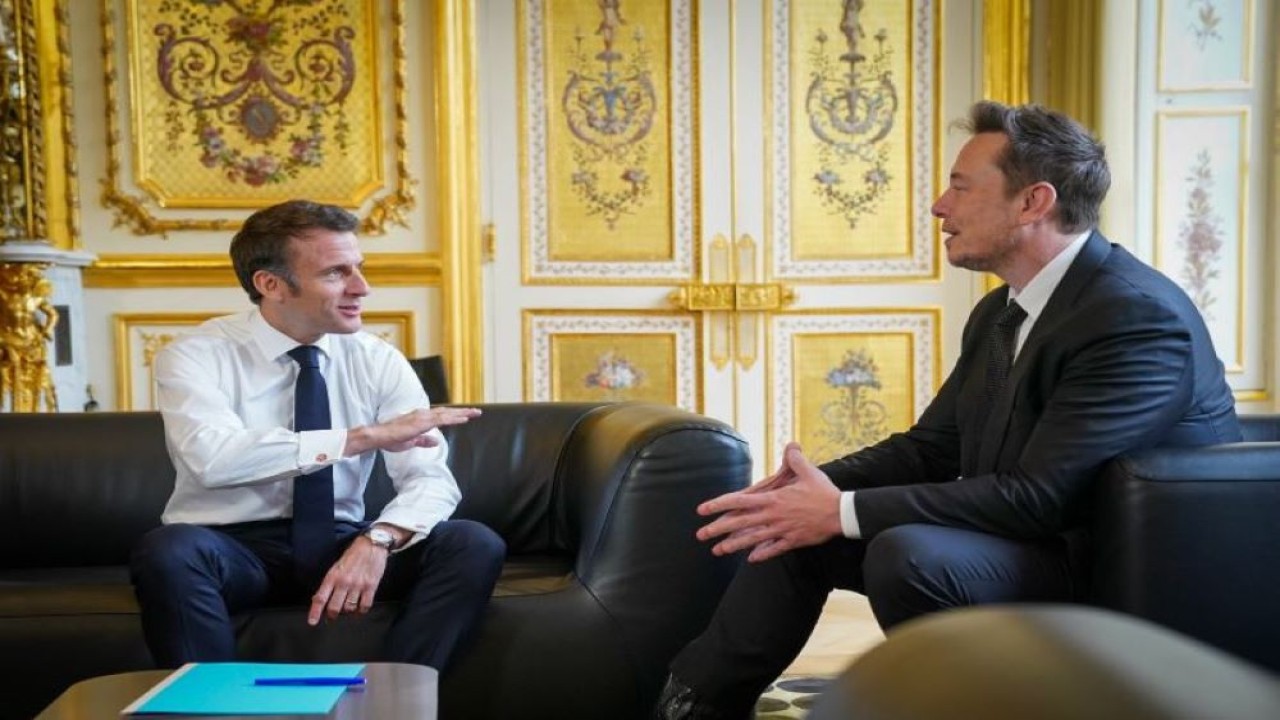 Presiden Prancis Emmanuel Macron mengatakan dia akan bertemu dengan CEO Tesla Elon Musk pada Jumat, 16 Juni 2023. (Twitter @EmmanuelMacron)