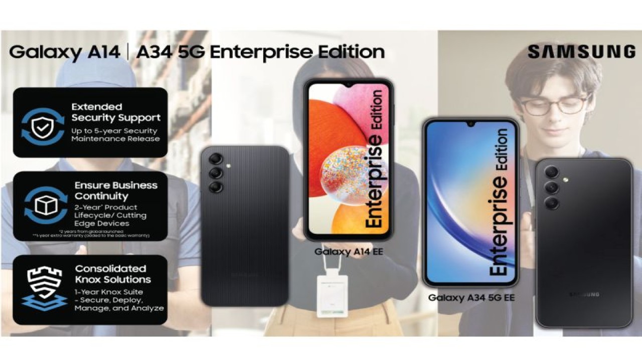 Samsung Galaxy A14 dan A34 5G Enterprise Edition. (ANTARA/HO/Samsung)