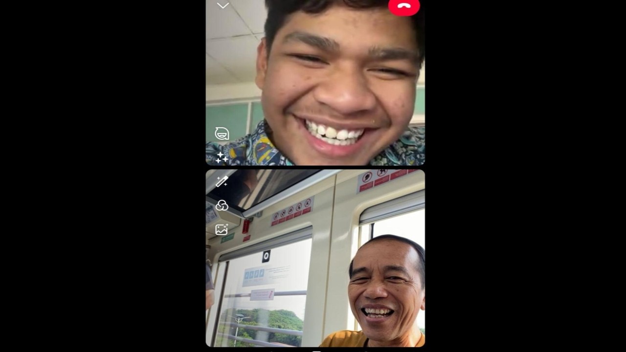 Presiden Jokowi saat video call dengan David Ozora.