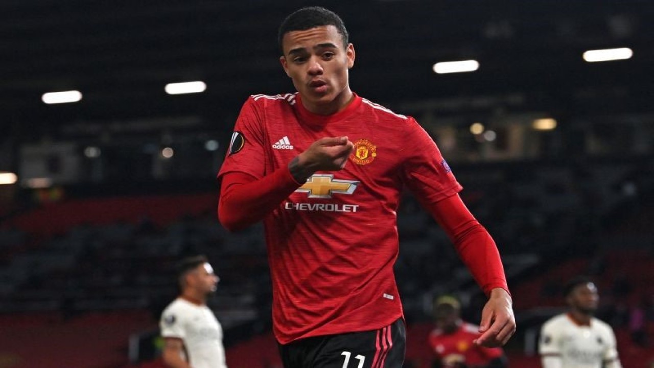 Pemain depan Manchester United Mason Greenwood (ANTARA/AFP/PAUL ELLIS)