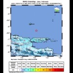 Peta pusat gempa berlokasi di laut magnitudo 5,5 di wilayah timur laut Bangkalan, Jawa Timur, Jumat (4/8/2023). (ANTARA/HO-BMKG)-1691132735