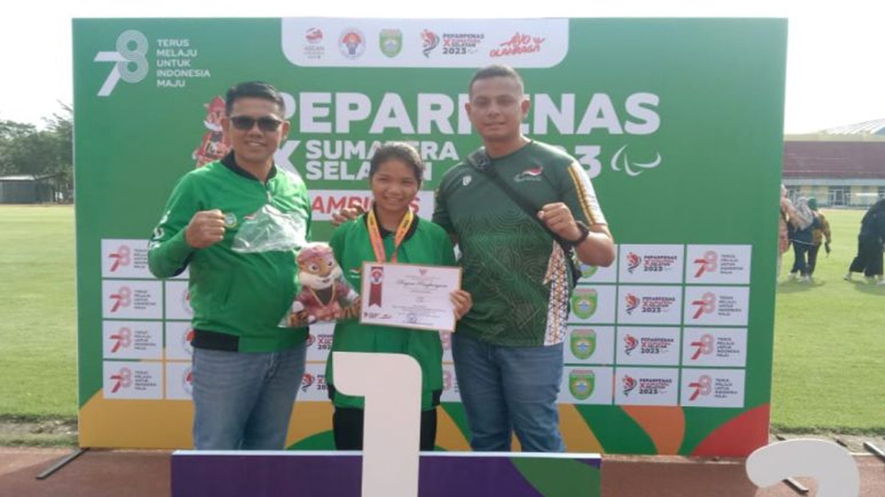 Rohani Silitonga berhasil menjadi penyumbang medali emas pertama bagi Kontingen Sumatera Utara pada Pekan Paralimpik Pelajar Nasional (Peparpenas) 2023 di Palembang, Sumatera Selatan, 30 Juli hingga 4 Agustus 2023. (ANTARA/HO)