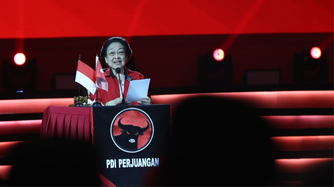 Ketua Umum PDI Perjuangan Megawati Soekarnoputri di Rakernas IV PDIP.