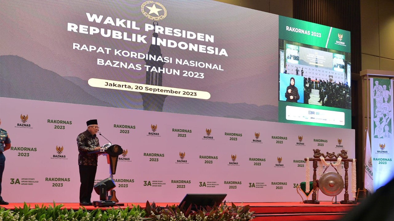 Wakil Presiden (Wapres) K.H. Ma’ruf Amin sore ini menghadiri Rapat Koordinasi Nasional Badan Amil Zakat Nasional (Rakornas BAZNAS) 2023, di The Sultan Hotel & Residence Jakarta, Kota Jakarta Pusat, Rabu (20/09/2023).