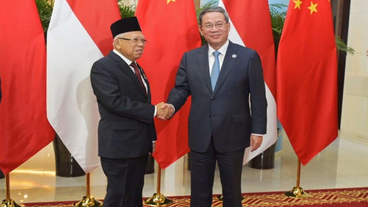 Wapres KH Ma'ruf Amin dan Perdana Menteri China, Li Qiang. (Istimewa)