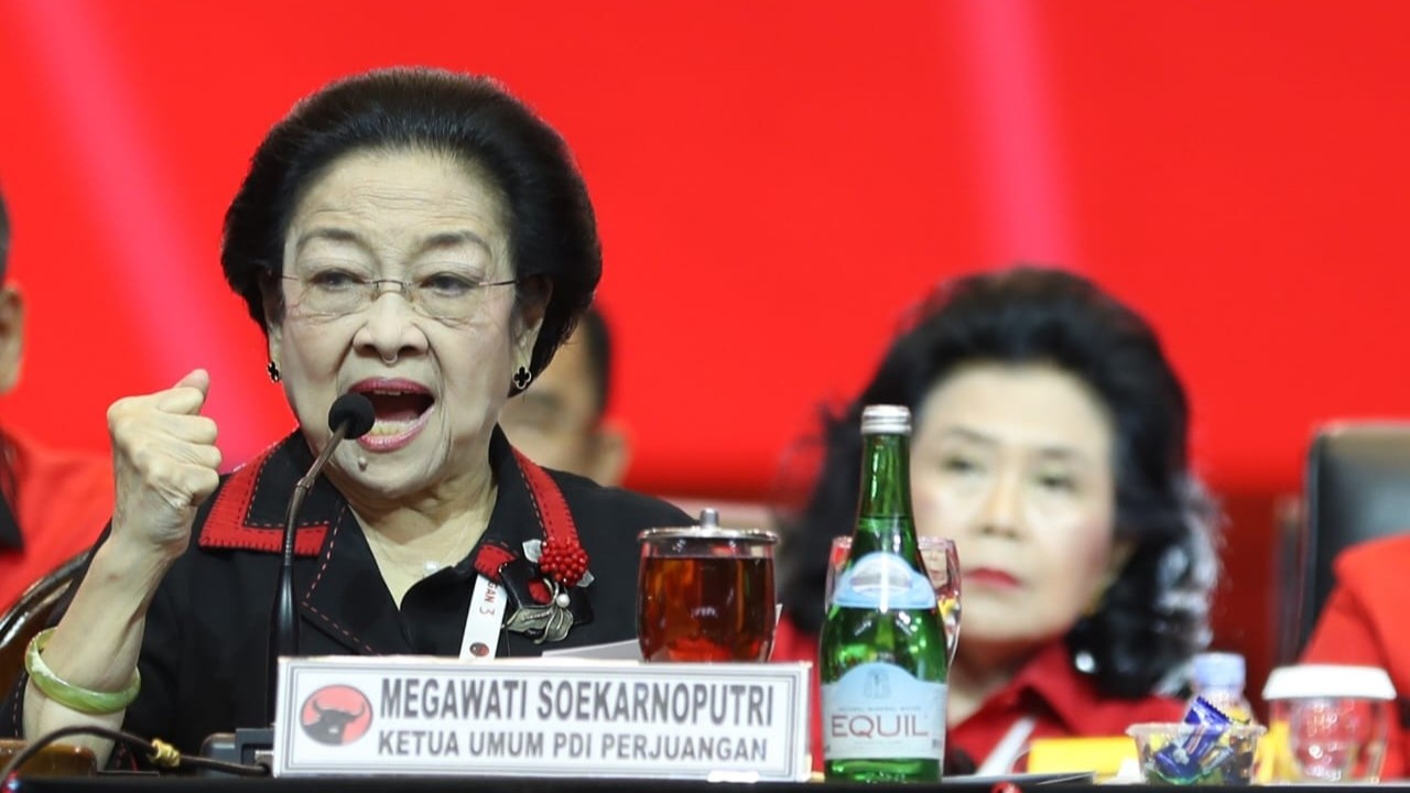 Ketua Umum PDI Perjuangan Megawati Soekarnoputri di Rakernas IV PDIP.