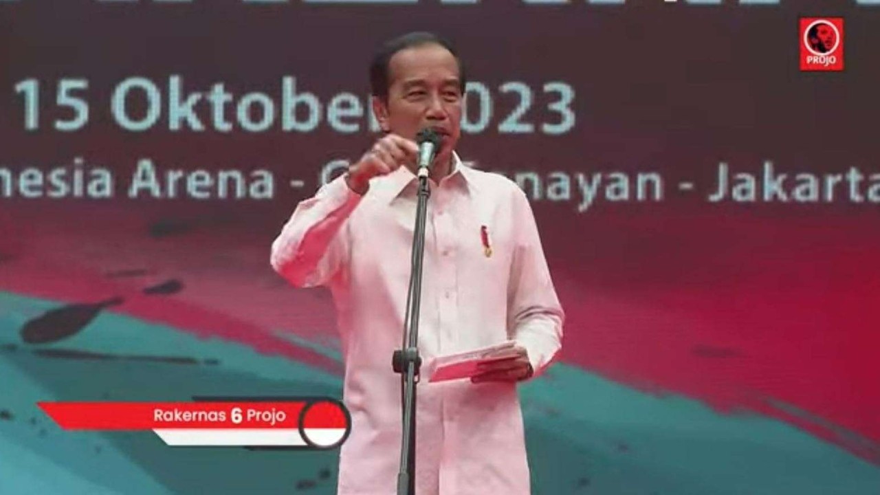 Jokowi ketika membuka Rakernas Projo di Jakarta/ist