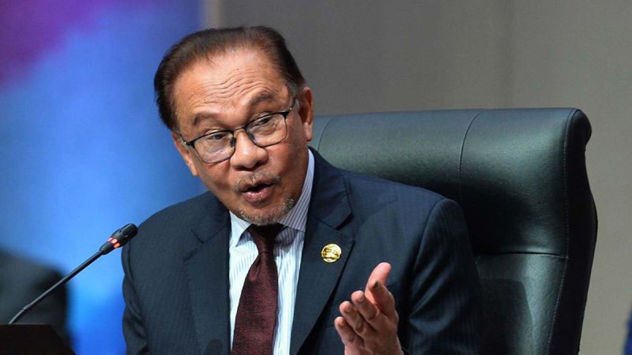 Perdana Menteri Malaysia Dato Seri Anwar Ibrahim. ANTARA FOTO/Rommy Pujianto/foc/aa. (ANTARA FOTO/ROMMY PUJIANTO)