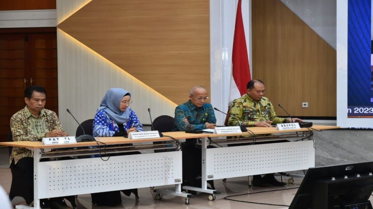 Konferensi pers Capaian Kinerja Badan Geologi Kementerian ESDM Tahun 2023 dan Rencana Tahun 2024 di Bandung, Jabar, Jumat (19/1/2024). ANTARA/HO-Humas Kementerian ESDM