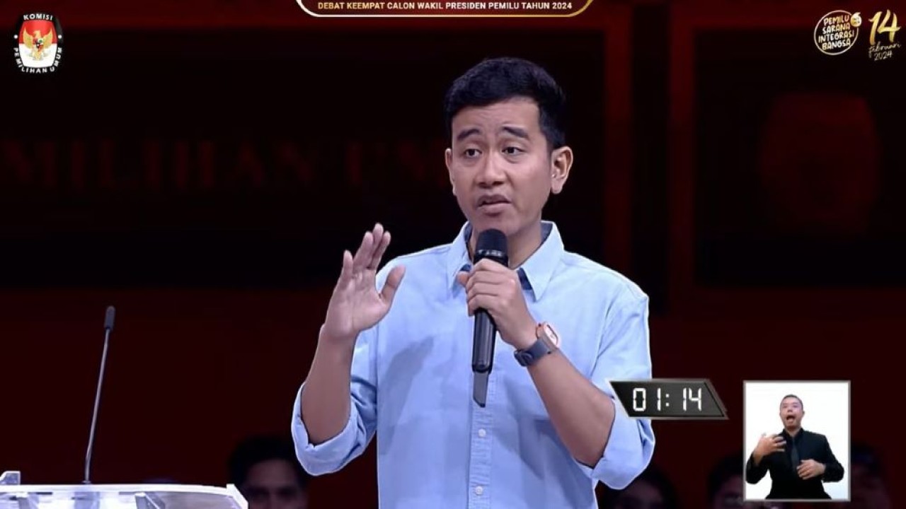 Cawapres nomor urut 2 Gibran Rakabuming Raka. (Tangkapamn layar YouTube KPU RI)