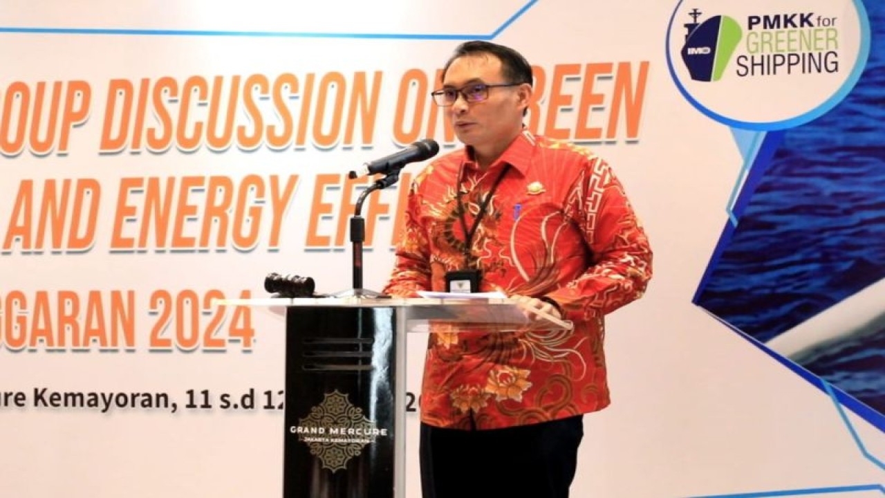 Direktur Jenderal Perhubungan Laut Kementerian Perhubungan Antoni Arif Priadi saat "Focus Group Discussion (FGD) on Green Shipping and Energy Efficiency" di Jakarta, Kamis (11/1/2023). ANTARA/HO-Ditjen Perhubungan Laut