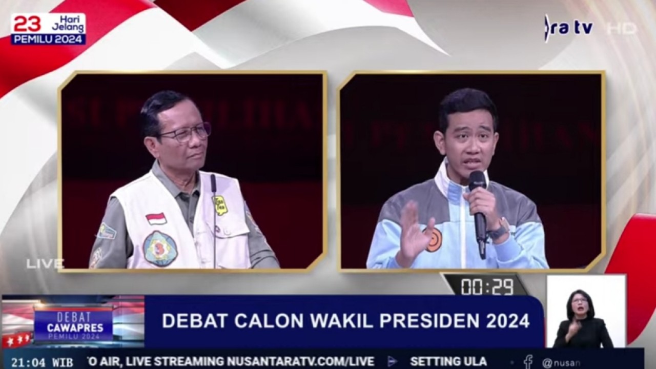 Cawapres Mahfud MD dan Gibran Rakabuming Raka/Nusantara TV