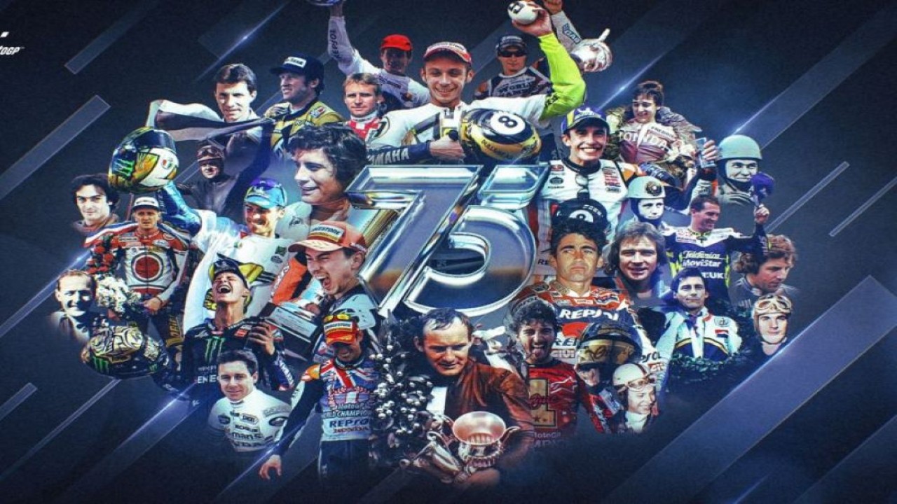 Logo spesial MotoGP untuk merayakan 75 tahun kompetisi balap motor tersebut diadakan. (ANTARA/HO/MotoGP)