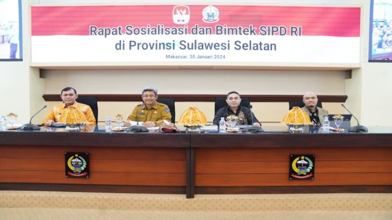 Rapat Sosialisasi dan Bimbingan Teknis (Bimtek) SIPD RI untuk Provinsi Sulawesi Selatan di Makassar, Selasa (30/01/2024). ANTARA/HO-Humas Pemprov Sulsel