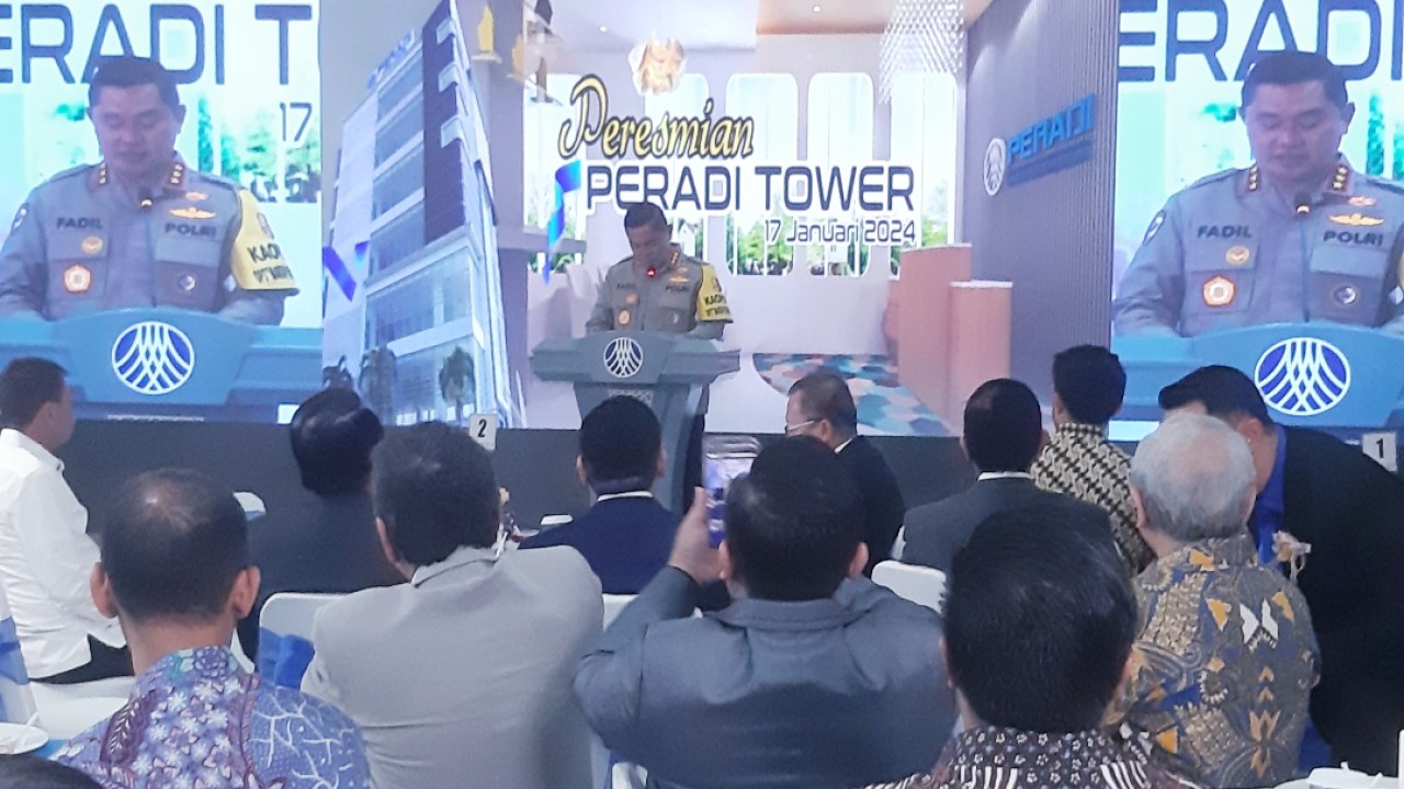 Kepala Badan Pemelihara Keamanan (Kabaharkam) Polri Komjen Pol Mohammad Fadil Imran memberi sambutan di acara peresmian Peradi Tower/Nusantaratv.com