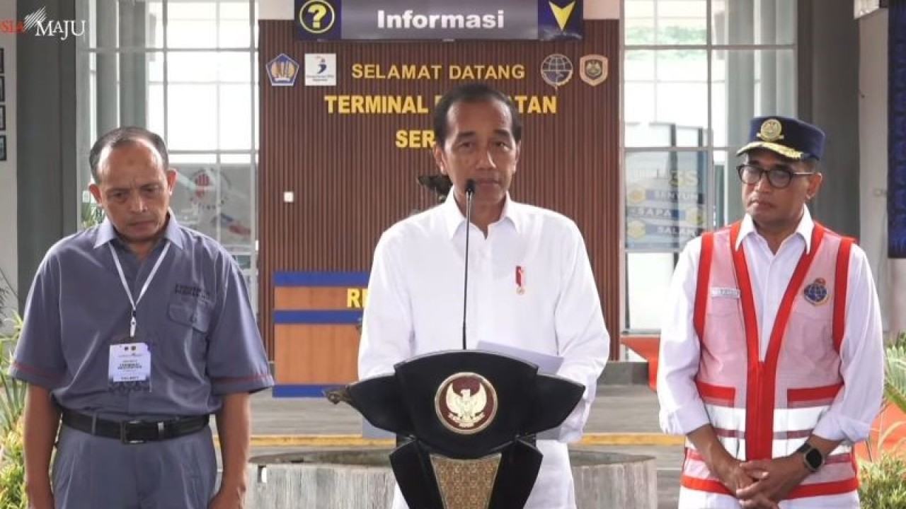 Tangkapan layar - Presiden Joko Widodo saat meresmikan Terminal Pakupatan Tipe A, di Serang, Banten, Senin (8/1/2024). ANTARA/Rangga Pandu Asmara Jingga