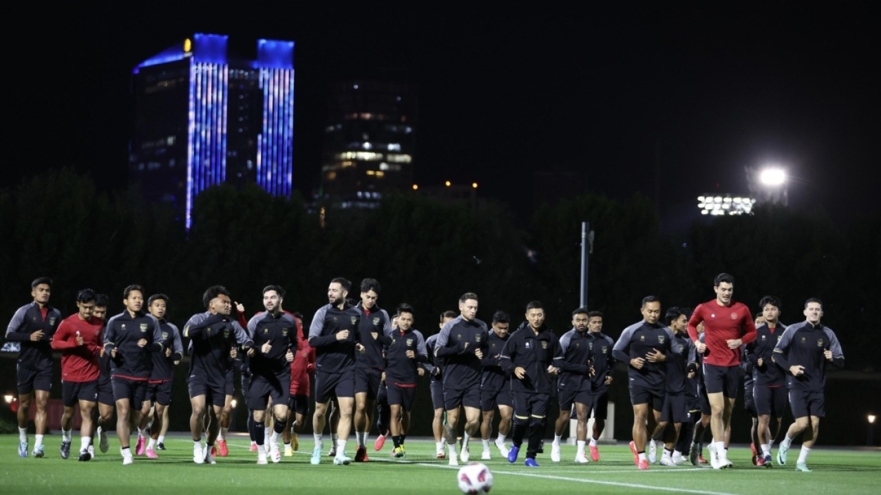 Skuad Timnas Indonesia latihan