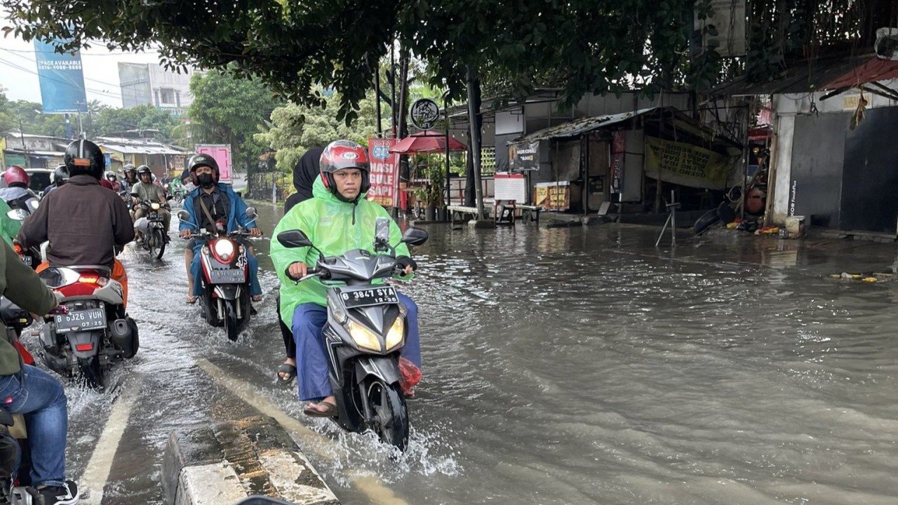 5 ruas jalan di Jakarta akibat hujan deras pada hari ini, Kamis (29/2/2024)/ist