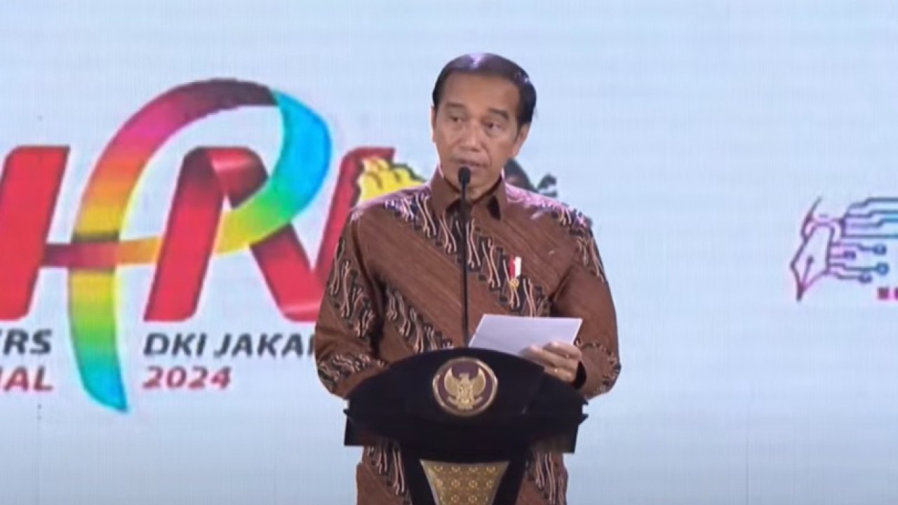 Presiden Joko Widodo menghadiri puncak Hari Pers Nasional (HPN) 2024 di di Ecovention Ancol, Jakarta Utara, Selasa (20/2/2024)/ist