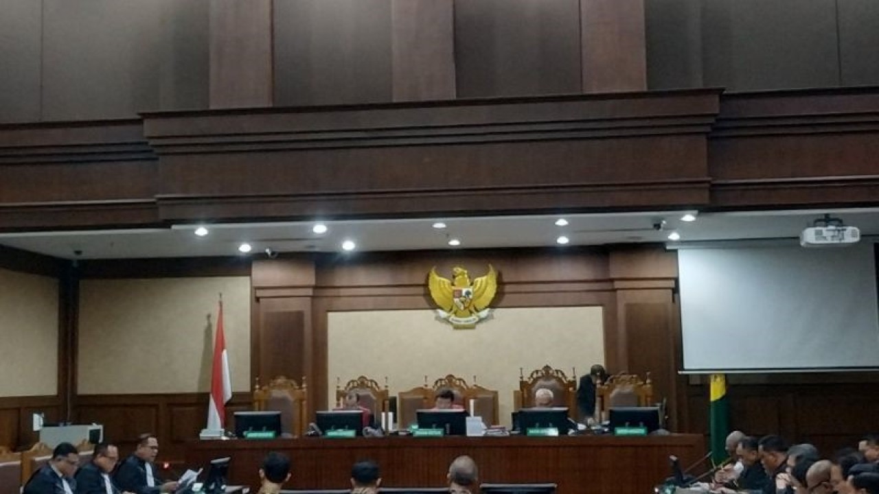 Sidang pembacaan dakwaan Syahrul Yasin Limpo di Pengadilan Tindak Pidana Korupsi pada Pengadilan NegeriJakarta Pusat, Rabu (28/02/2024). (ANTARA/Agatha Olivia Victoria)