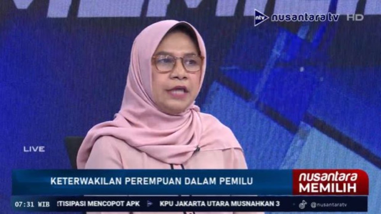 Wakil Ketua Komnas Perempuan Olivia Salampessy saat menjadi narasumber di Nusantara TV dalam Program "Nusantara Memilih", Rabu (14/2/2024).