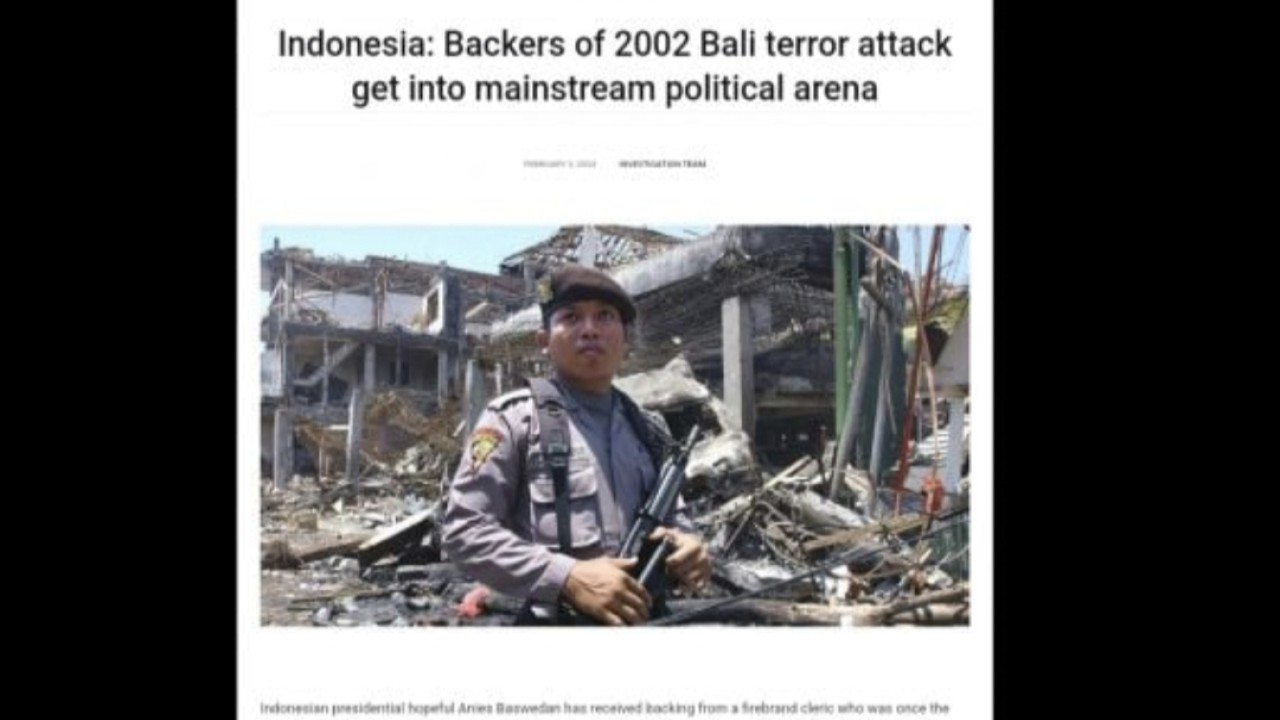 Media Investigasi Asing Sorot Dukungan Teroris Bom Bali Kepada Salah Satu Capres
