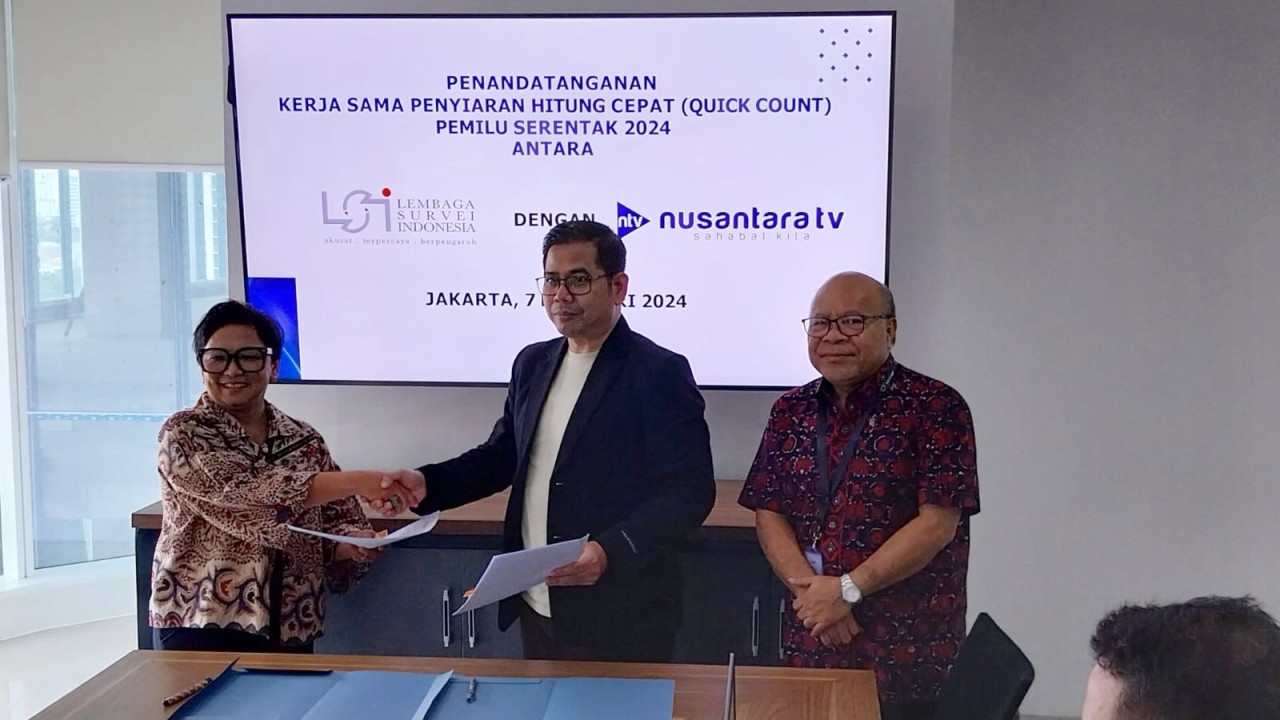 LSI menjalin nota kesepahaman dengan Nusantara TV (NTV) untuk menghadirkan hitung cepat Pilpres 2024 di stasiun televisi tersebut.