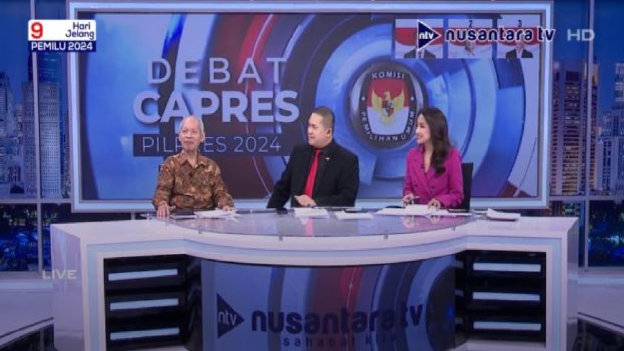 Pengamat Ketenagakerjaan Universitas Indonesia, Prof. Dr. Payaman Simanjuntak saat menjadi narasumber jelang debat capres Pilpres 2024 di Nusantara TV, Minggu (4/1/2024).