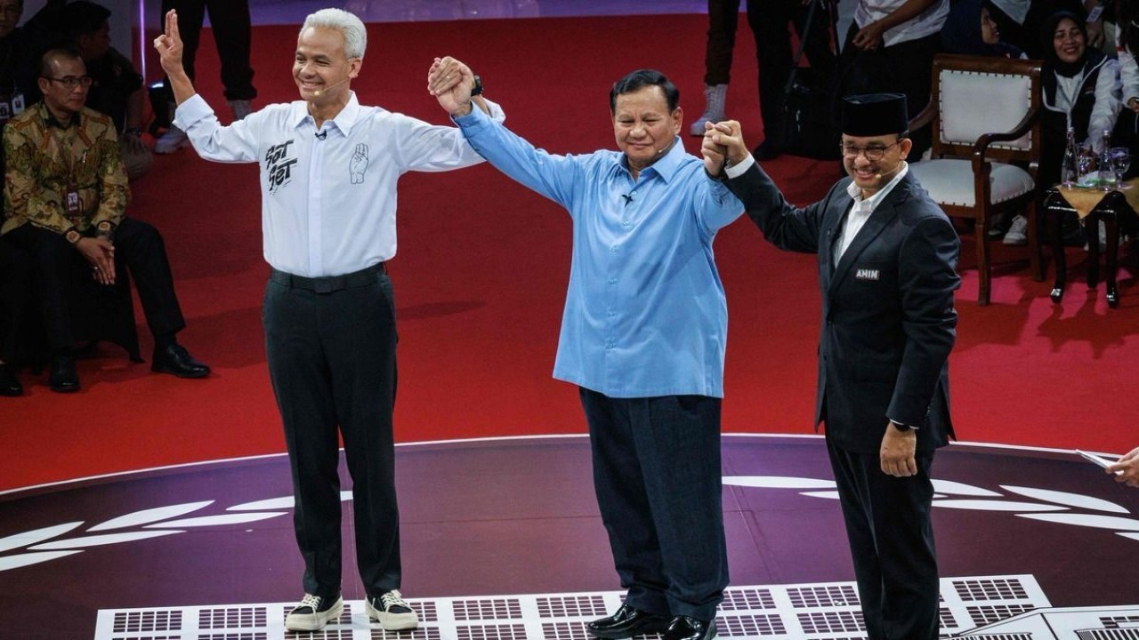 Ganjar Pranowo, Prabowo Subianto dan Anies Baswedan pada Debat Pertama Capres/ist