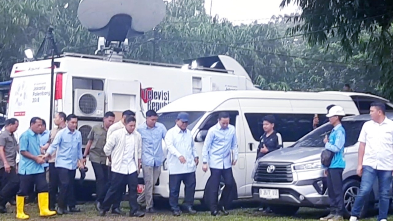 Prabowo Subianto tiba di lokasi TPS/Nusantaratv.com
