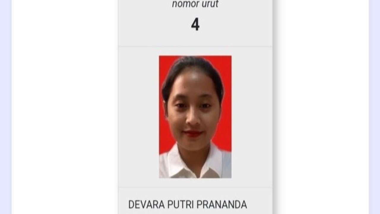 Foto Devara Putri Prananda pada kertas suara Pileg 2024.